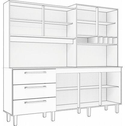 Imagem de Armário de Cozinha 6 Portas 3 Gavetas Mega Yescasa