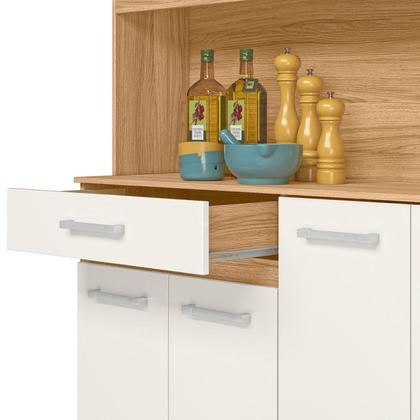 Imagem de Armário de Cozinha 7 Portas 1 Gaveta Magazin Branco/Freijó/Off White Cristal