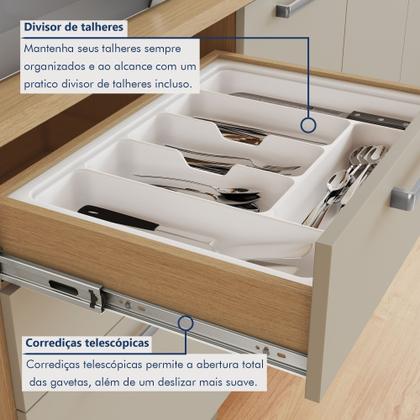 Imagem de Armário de Cozinha 7 Portas 2 Gavetas Nobreza 210cm 100% Mdf