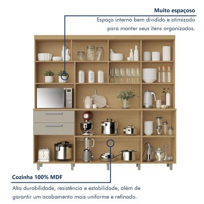 Imagem de Armário de Cozinha 7 Portas 2 Gavetas Nobreza 210cm 100% Mdf