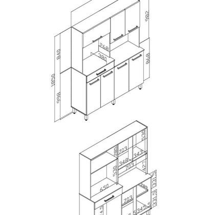 Imagem de Armário de Cozinha 7 Portas e 1 Gaveta