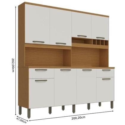 Imagem de Armário de Cozinha 8 Portas 2 Gavetas Amêndoa Cabarnet Prime