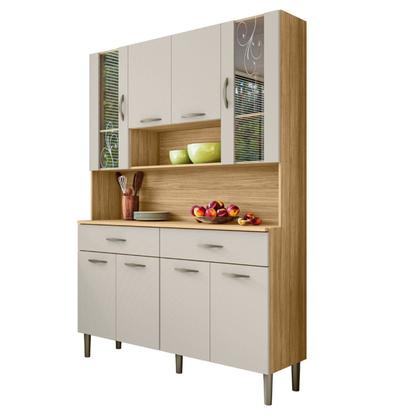 Imagem de Armário de Cozinha 8 Portas 2 Gavetas Branco/Freijó/Soft