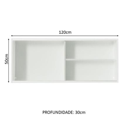 Imagem de Armário De Cozinha Aéreo 100% MDF 2 Portas de Correr de Vidro Branco Acordes Madesa