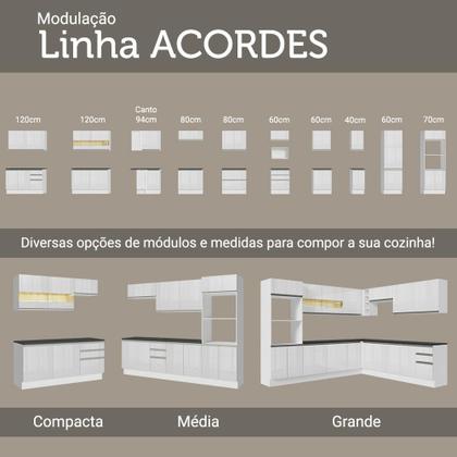 Imagem de Armário De Cozinha Aéreo 100% MDF 2 Portas de Correr de Vidro Reflex Branco Acordes Madesa