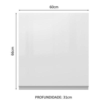 Imagem de Armário De Cozinha Aéreo 100% MDF 60 cm Porta Branco Brilho Acordes Madesa