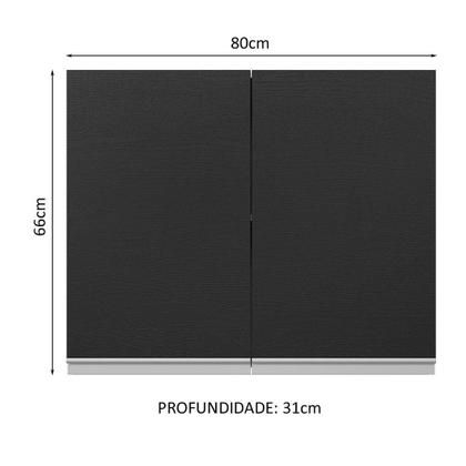 Imagem de Armário de Cozinha Aéreo 100% MDF 80 cm 2 Portas Branco/Preto Acordes Madesa