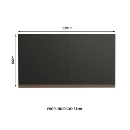 Imagem de Armário de Cozinha Aéreo 120 cm 2 Portas Preto Reims Madesa