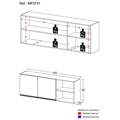 Imagem de Armário de Cozinha Aéreo 150 cm 2 Portas Veneza GB Multimóveis MP3741 Preto