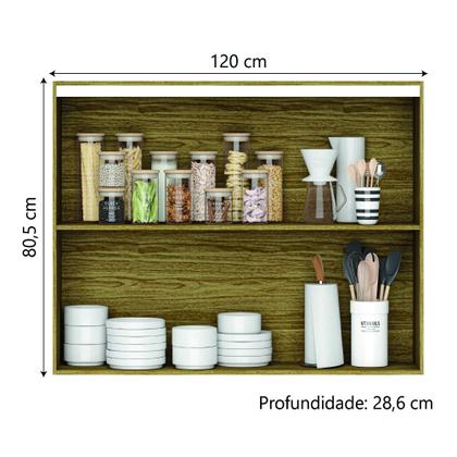 Imagem de Armário De Cozinha Aéreo 2 Portas Articuladas 1,20m Módulo Suspenso Madeirado Art Kits Paraná