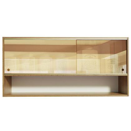 Imagem de Armário de Cozinha Aéreo 2 Portas de Correr de Vidro Reflex com Nicho Aberto Rustic Emilly Madesa