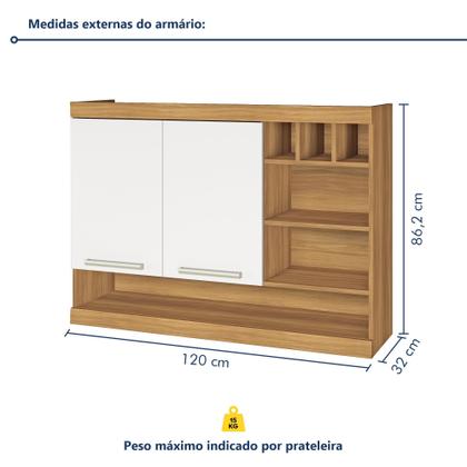 Imagem de Armário De Cozinha Aéreo 2 Portas Nicho Adega Burguesa Premium 100% Mdf