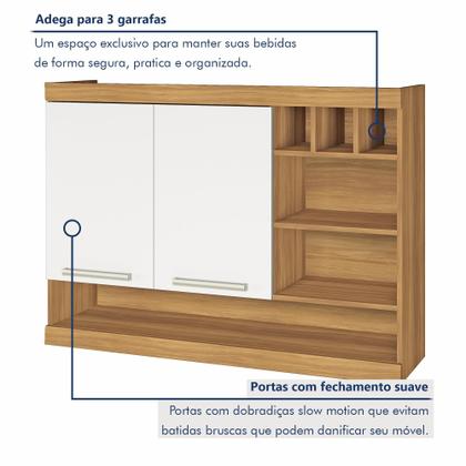 Imagem de Armário De Cozinha Aéreo 2 Portas Nicho Adega Burguesa Premium 100% Mdf