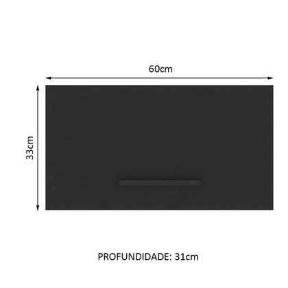 Imagem de Armário de Cozinha Aéreo 60 cm 1 Porta Basculante Rustic/Preto Agata Madesa
