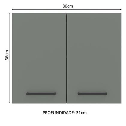 Imagem de Armário de Cozinha Aéreo 80 cm 2 Portas Rustic/Cinza Agata Madesa