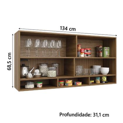 Imagem de Armário De Cozinha Aéreo Com Vidro Módulo Suspenso Nogal.