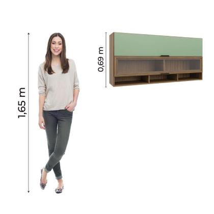 Imagem de Armário De Cozinha Aéreo Com Vidro Módulo Suspenso Nogal.