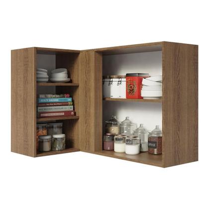 Imagem de Armário de Cozinha Aéreo de Canto 1 Porta para linha de 60 cm de profundidade Rustic/Crema Agata Madesa