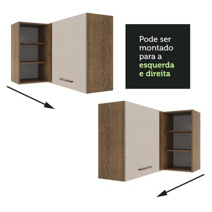 Imagem de Armário de Cozinha Aéreo de Canto 1 Porta para linha de 60 cm de profundidade Rustic/Crema Agata Madesa