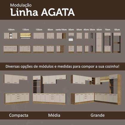 Imagem de Armário de Cozinha Aéreo de Canto 1 Porta para linha de 60 cm de profundidade Rustic/Crema Agata Madesa