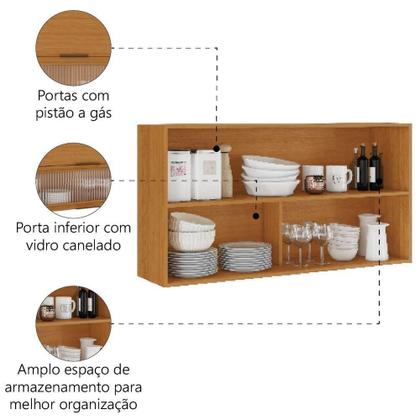 Imagem de Armário De Cozinha Aéreo Duplo Com Vidro Suspenso Itatiaia