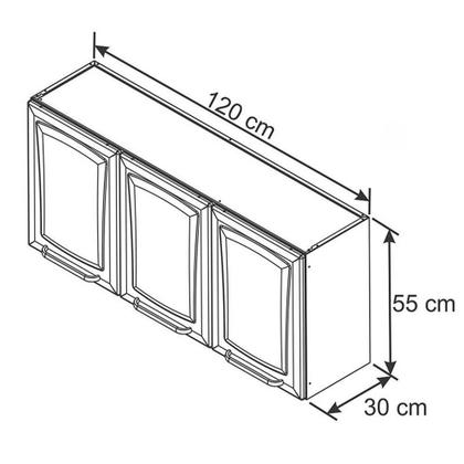 Imagem de Armário de Cozinha Aéreo Itatiaia 3 Portas Tarsila Branco Neve