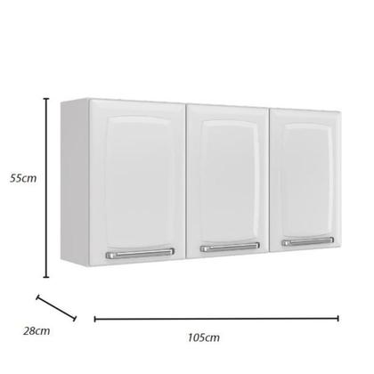 Imagem de Armário de Cozinha Aéreo Itatiaia Aço 3 Portas Luce Ip3-105 Branco Neve