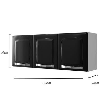 Imagem de Armário de Cozinha Aéreo Itatiaia Aço 3 Portas Rose Preto