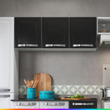 Imagem de Armário de Cozinha Aéreo Itatiaia Aço 3 Portas Rose Preto