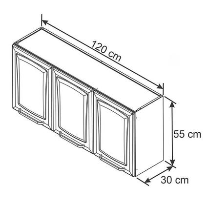 Imagem de Armario de Cozinha Aereo Itatiaia Tarsila 3 Portas 3 Vidros Branco IPV3-120