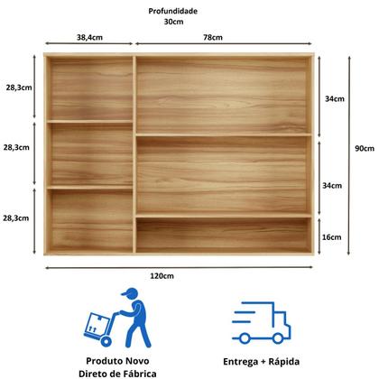 Imagem de Armário de Cozinha Aéreo Triplo 3 Portas Com Nicho Suspenso Nápoli Prime 100% MDF