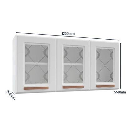 Imagem de Armário de Cozinha Aéreo Triplo em Aço 3 Portas de Vidro Mirage New