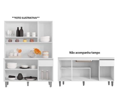 Imagem de Armário de Cozinha Alice com Balcão de Pia Tatiane 150m Sem Tampo Branco AJL