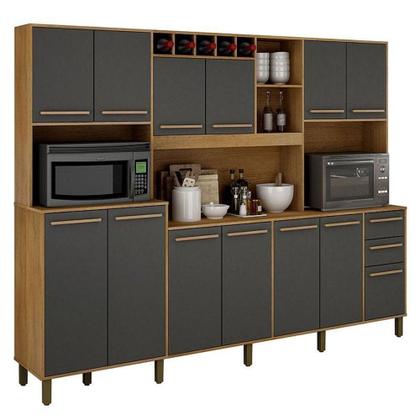 Imagem de Armário De Cozinha Ambiente ágata Cinamomo Grafite - Valdemóveis