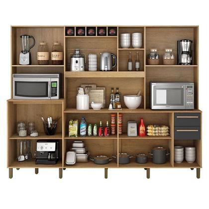 Imagem de Armário De Cozinha Ambiente ágata Cinamomo Grafite - Valdemóveis