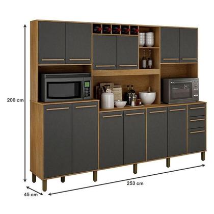 Imagem de Armário De Cozinha Ambiente ágata Cinamomo Grafite - Valdemóveis