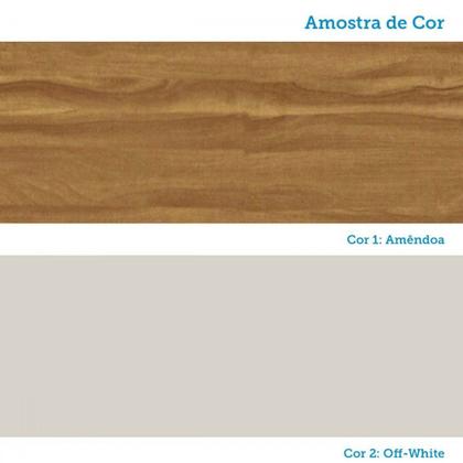 Imagem de Armário de Cozinha Americana Modulada com Balcão e Tampo 11 Portas 2 Gavetas Texas 100% Mdf com Vidro Reflecta Amêndoa/Off White - Pnr Móveis