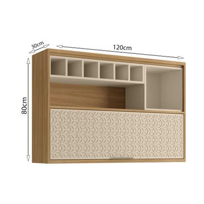 Imagem de Armario De Cozinha Athenas Suspenso 1P Com Adega Carvalho Americano/Off White