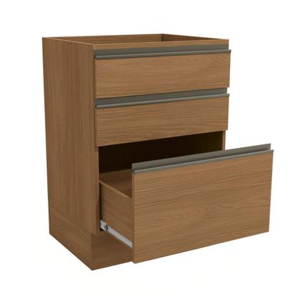 Imagem de Armário de Cozinha Balcão 60cm 3 Gavetas G743 Maxxi Canela Kappesberg