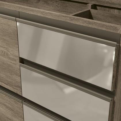 Imagem de Armário de Cozinha Balcão de Pia 1,20m 1 porta 4 Gavetas com Vidro G747 Maxxi Nogal Kappesberg