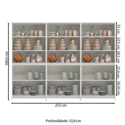 Imagem de Armário de Cozinha com Balcão Americano 12 Portas com Tampo Branco - Pnr Móveis