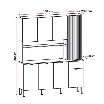 Imagem de Armário de Cozinha com Balcão Bien 8 Portas 1 Gaveta Freijó/ártico - Pnr Móveis