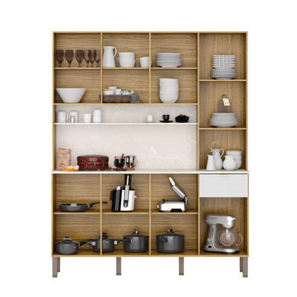 Imagem de Armário de Cozinha com Balcão Bien 8 Portas 1 Gaveta Freijó/ártico - Pnr Móveis