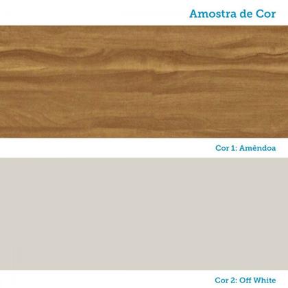 Imagem de Armário de Cozinha com Balcão e Tampo 11 Portas 4 Gavetas Pérola 100% Mdf Vidro Reflecta Amêndoa/Off White - Pnr Móveis