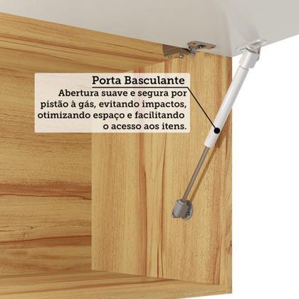 Imagem de Armário de Cozinha com Balcão e Tampo 11 Portas 4 Gavetas Pérola 100% Mdf Vidro Reflecta Amêndoa/Off White - Pnr Móveis