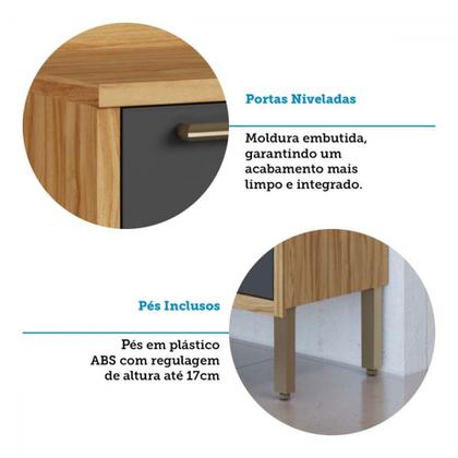 Imagem de Armário de Cozinha com Balcão e Tampo 11 Portas 5 Gavetas Pérola 100% Mdf Vidro Reflecta Amêndoa/Chumbo - Pnr Móveis