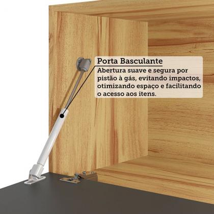 Imagem de Armário de Cozinha com Balcão e Tampo 11 Portas 5 Gavetas Pérola 100% Mdf Vidro Reflecta Amêndoa/Chumbo - Pnr Móveis