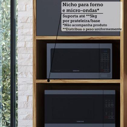 Imagem de Armário de Cozinha com Balcão e Tampo 11 Portas 5 Gavetas Pérola 100% Mdf Vidro Reflecta Amêndoa/Chumbo - Pnr Móveis