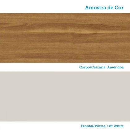 Imagem de Armário de Cozinha com Balcão e Tampo 12 Portas 3 Gavetas Pérola 100% Mdf Vidro Reflecta Amêndoa/Off White - Pnr Móveis