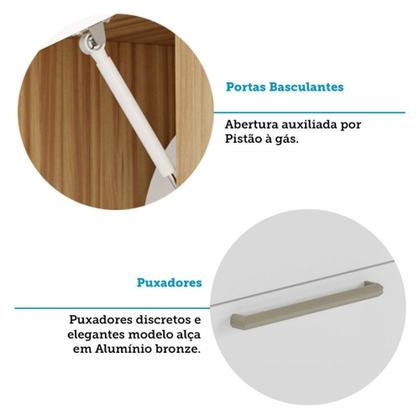 Imagem de Armário de Cozinha com Balcão e Tampo 12 Portas 4 Gavetas Pérola 100% Mdf Vidro Reflecta Amêndoa/Branco - Pnr Móveis